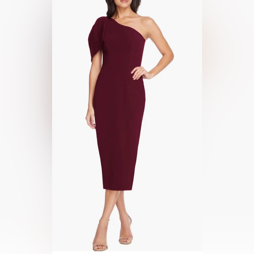 NEW WITH TAGS DRESS THE POPULATION Tiffany One-Shoulder Midi Dress